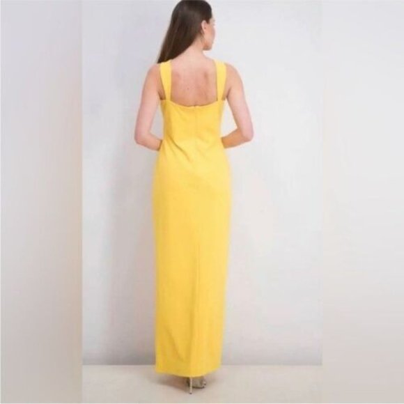NWT!! BEBE Yellow Twisted Halter Maxi Dress Sz 14 - Picture 4 of 5